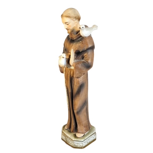 Sanmyro Japan Ceramic Monk With Doves Hand Painted Religious Figurine Figure - Picture 3 of 8